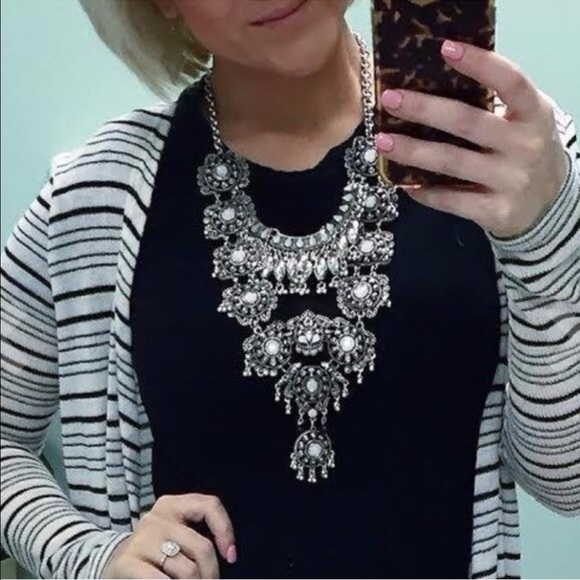 Silver Turkish Statement Boho Gypsy Necklace - Picture 2 of 6