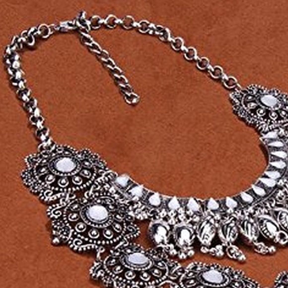Silver Turkish Statement Boho Gypsy Necklace - Picture 5 of 6