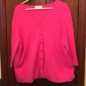 3/4 sleeve pink button down cardigan-1x