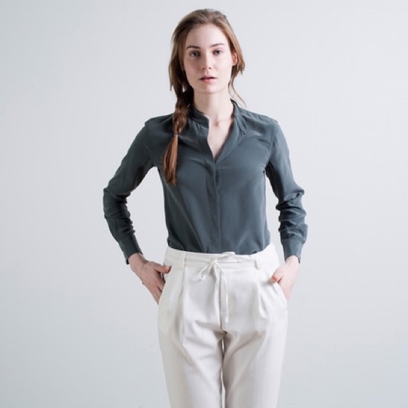 Everlane silk band collar - eucalyptus
