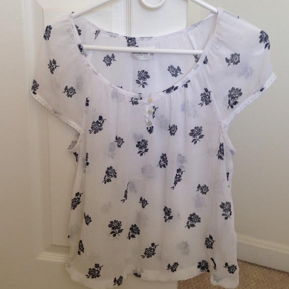 Abercrombie & Fitch sheer white shirt