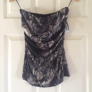 Express snakeskin sequined tube top small