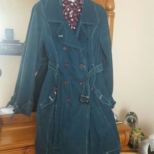 Teal corduroy trench coat