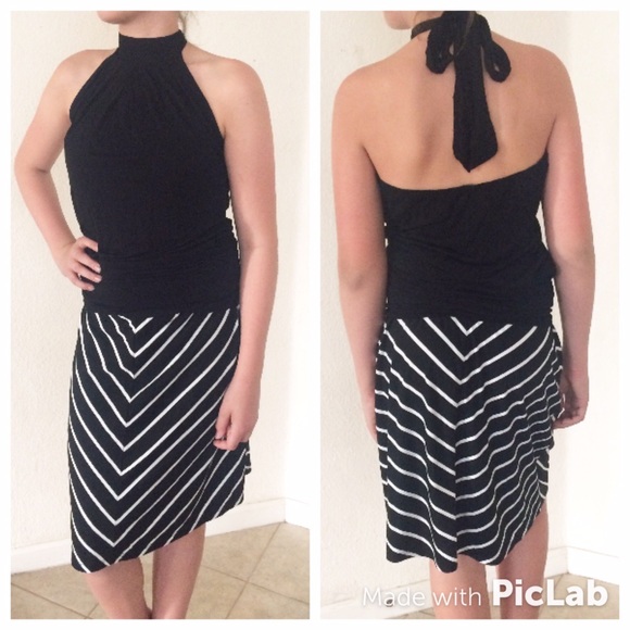 EUC Black & White Striped Skirt Midi Length Sz S