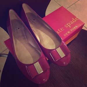 Kate Spade pink patent leather flats, never worn