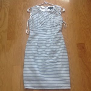 NWT Tahari Navy/Ivory Striped Dress Sz 0