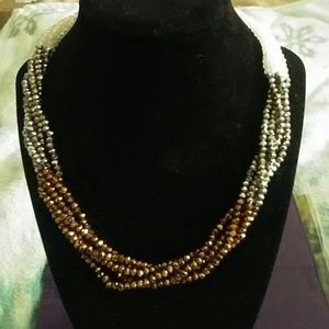Gold, white and silver Swarovsky crystal necklace