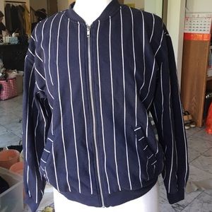 H&M Bomber Dark Blue with White Stripes