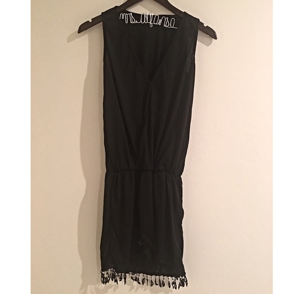 🆑 ❣️Last One❣️5⭐️ Boho Black V Neck Mini Dress - Picture 2 of 4