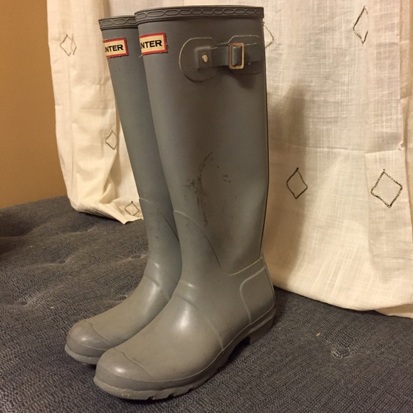 Hunter Tall Grey Boots Wellies Gray Sz 7