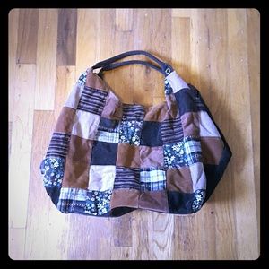 Brown patchwork tote