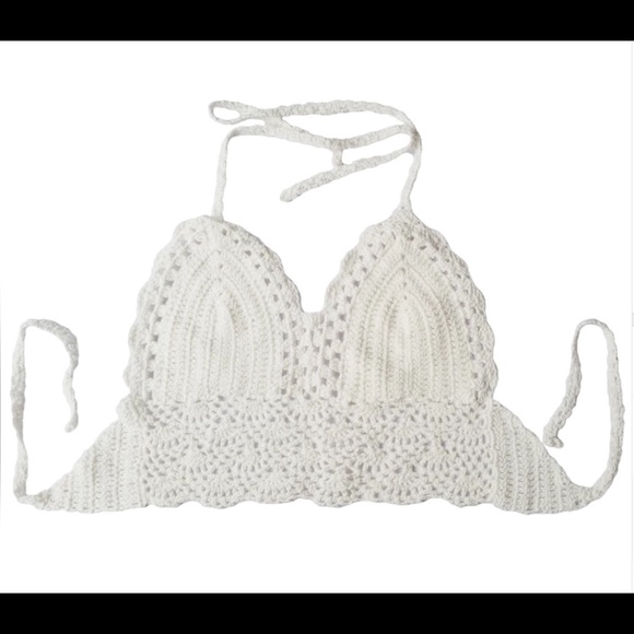 Cute 😍WHITE CROCHET BOHO STYLE CROP TOP - Picture 3 of 5