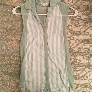 Silence & Noise Striped Green & White Blouse