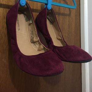 Plum suede ballet flats