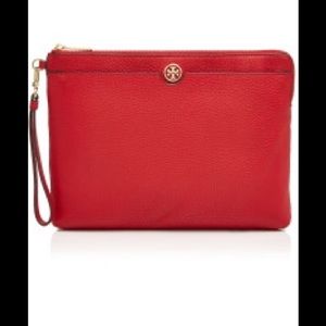 Tory Burch Robinson Pebbled Zip Clutch