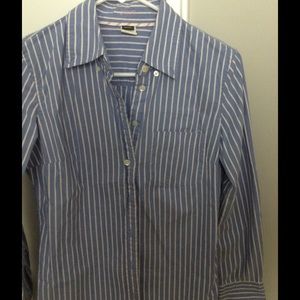 J. Crew blue white striped button down shirt xs