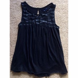 Black tank with leather details