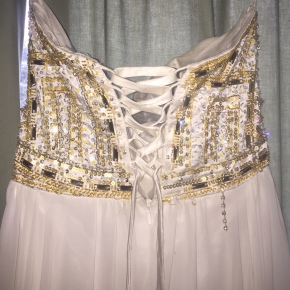 White & Gold Terani Couture Prom Dress - Picture 2 of 4