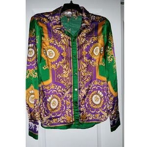 Purple, Green, & Gold Baroque Inspired Blouse