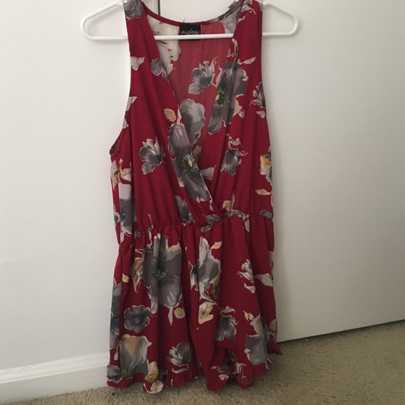 Pants - Red floral romper