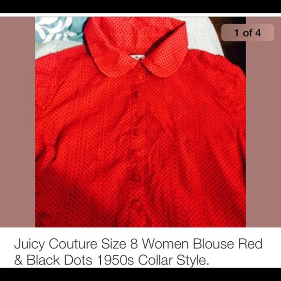 Juicy couture poke a dot black/red blouse shirt