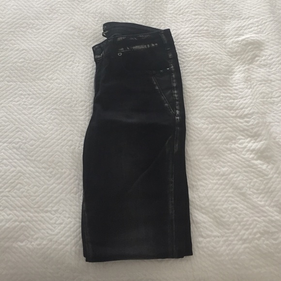 Maison Scotch black jeans with leather detail