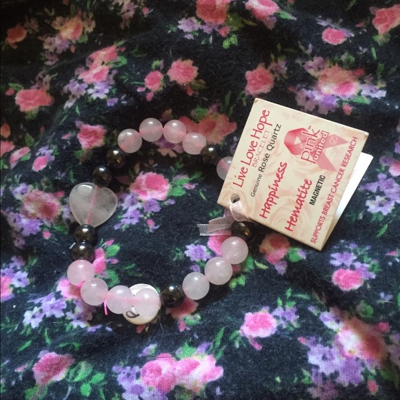 Rose Quartz Heart Bracelet (for Cancer Research)