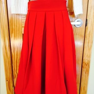 red midi skirt