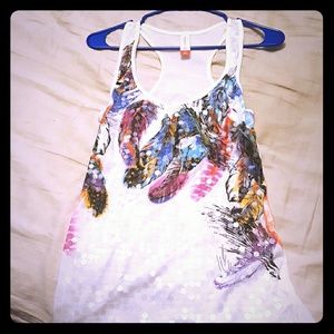 Sequin feather tank top