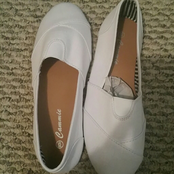 White new slip ons