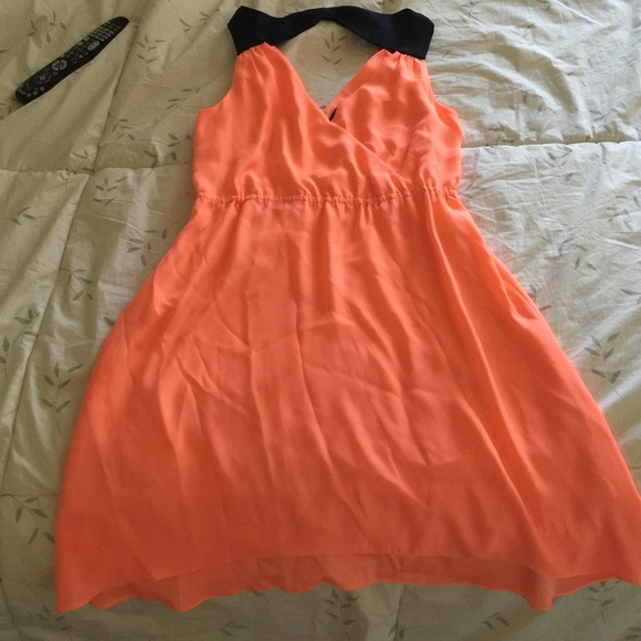 Peach and navy dress