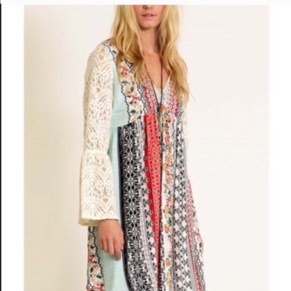 🆕RYLAND printed dress w/ bell sleeves -ORANGE mix - Picture 2 of 4