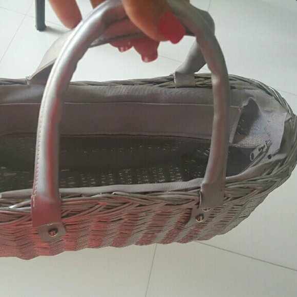 Silver wicker purse