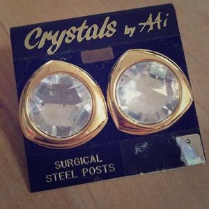 Gold Tone Big Bling Earrings