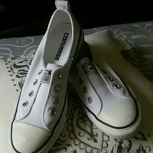 Tight White Slip on Converse