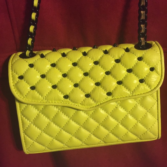 Neon yellow leather Rebecca Minkoff shoulder bag