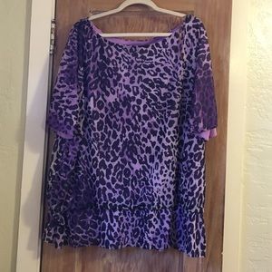 Lane Bryant Purple & Black Leopard Skin Sexy Top