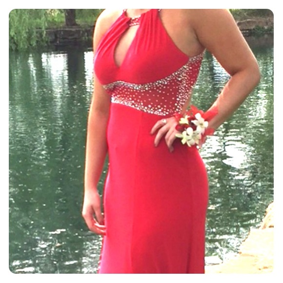 Halter Red long formal dress size 7/8