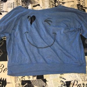 Blue "get happy" sweater