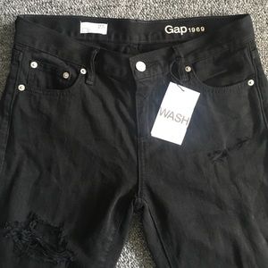 Gap, distressed, black, girlfriend jeans