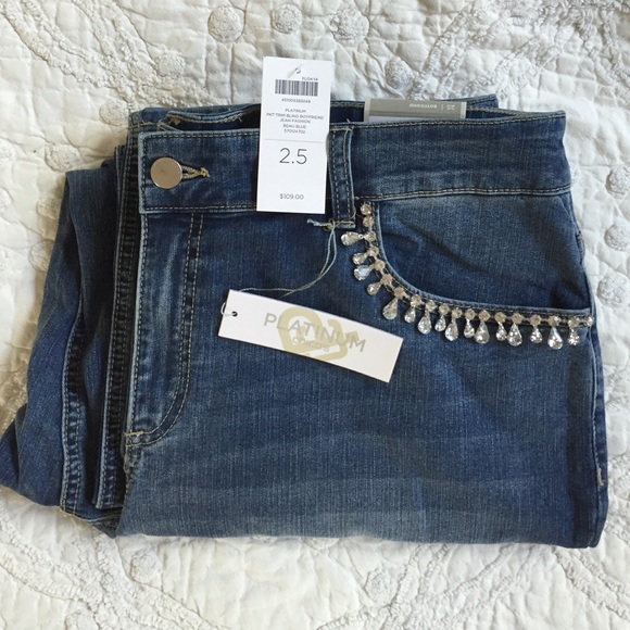 Chico's Platinum pocket trim bling boyfriend jean