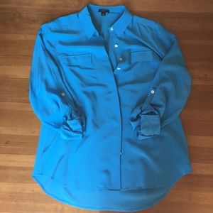 Ann Taylor Blue Silk Blouse