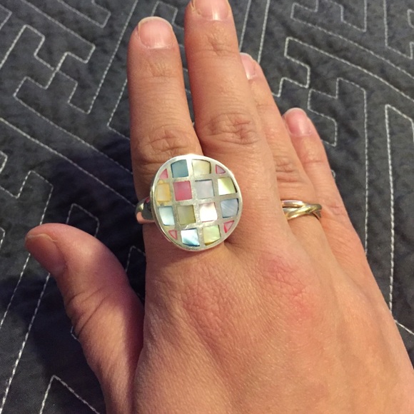 Silver and mother-of-pearl ring