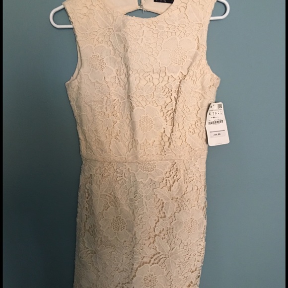 Zara open back lace cream dress