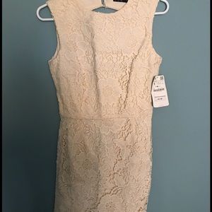 Zara open back lace cream dress