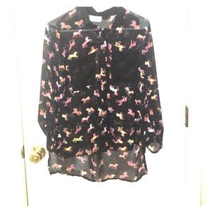 unicorn button down shirt