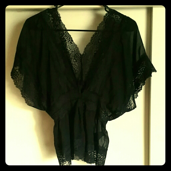 Black sheer and lace top