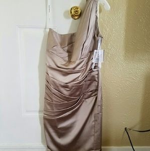 Short one shoulder stretch satin dress