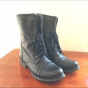 Steve Madden Troopa Boot - Black Leather Army Boot