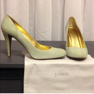 JCrew Patent + Suede Green Pumps